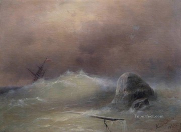 イワン・コンスタンティノヴィチ・アイヴァゾフスキー Painting - 嵐の海 1887 ロマンチックなイワン・アイヴァゾフスキー ロシア